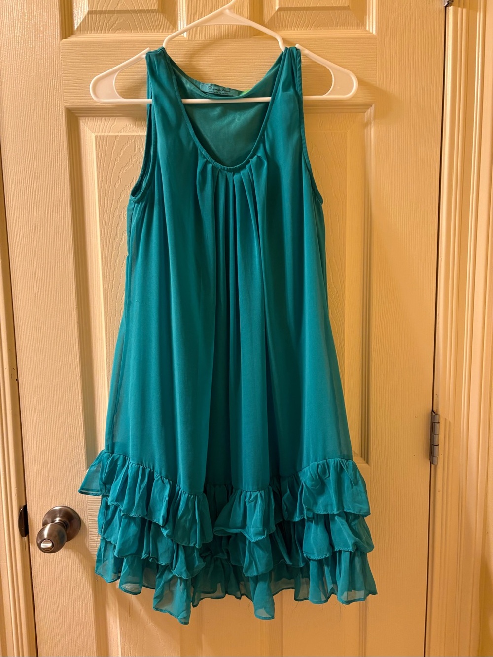 Turquoise Haven Ruffle Hem Sleeveless Dress